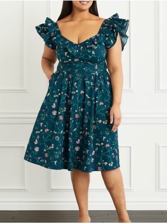 Hill House Dresses & Skirts - Hill House Ava Nap Dress Cotton Green Floral Ruffle Size XL